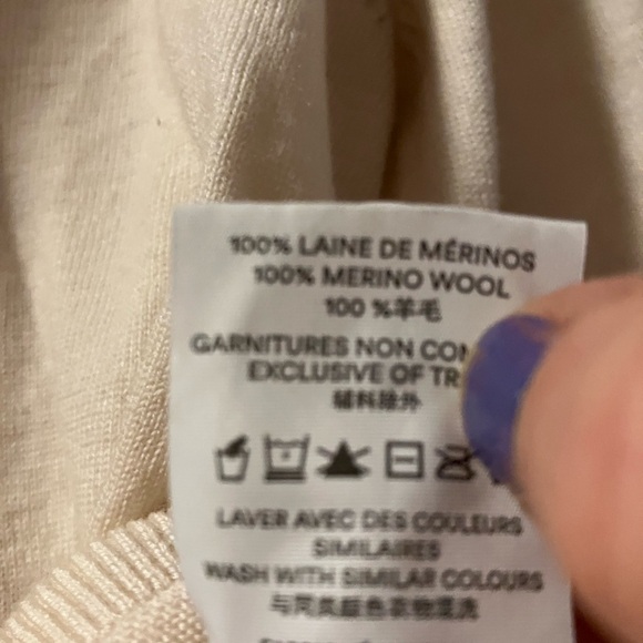 Frank and Oak Cream Button-Up Cardigan 100% Merino - Picture 6 of 7